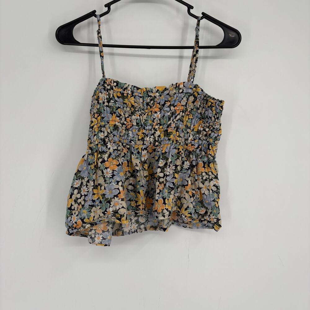 American Eagle Floral Cropped Smocked‎ Babydoll Top Size Medium y2k